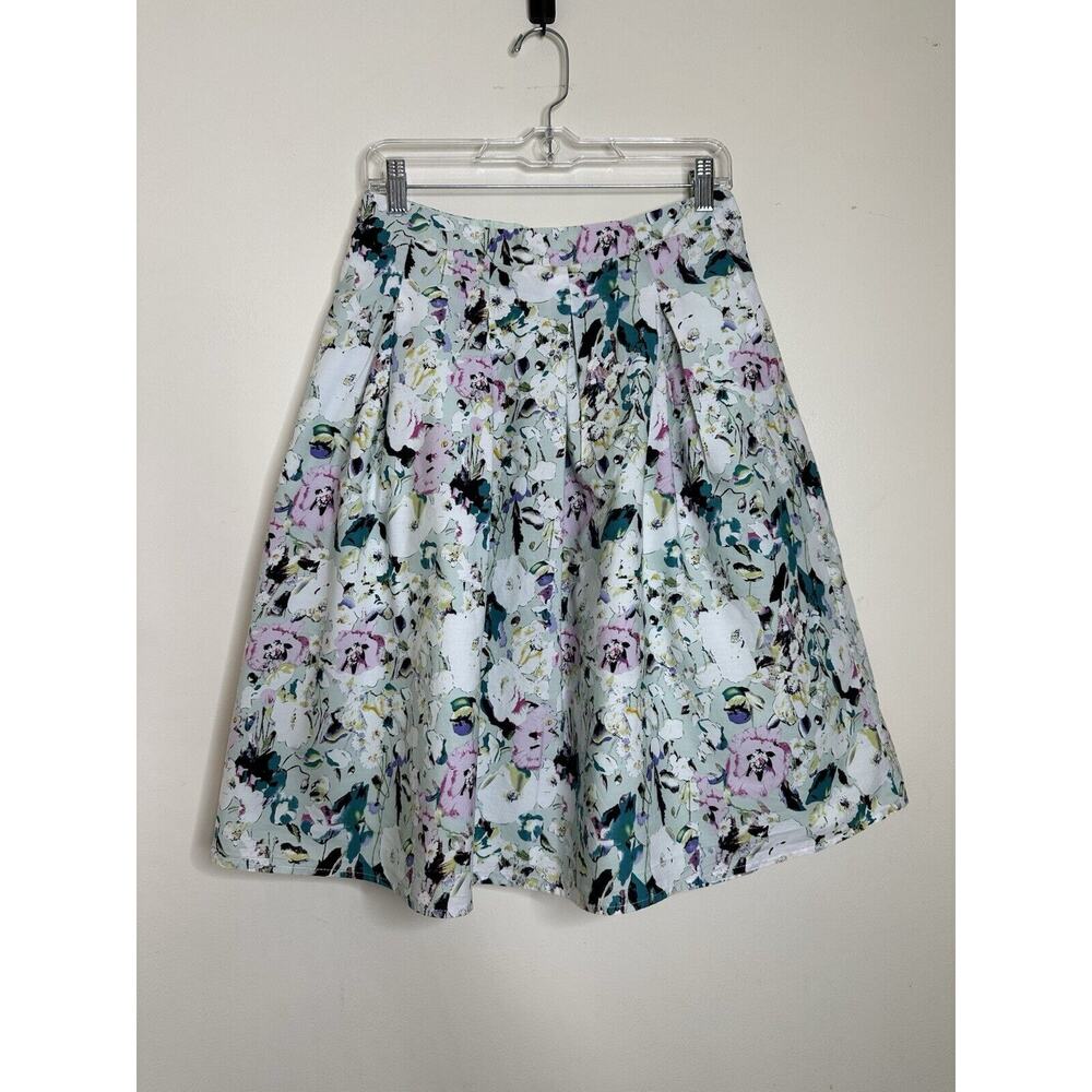 Peacocks Size 10 A-Line Floral Coquette Skirt Flirty Feminine Cotton Flower